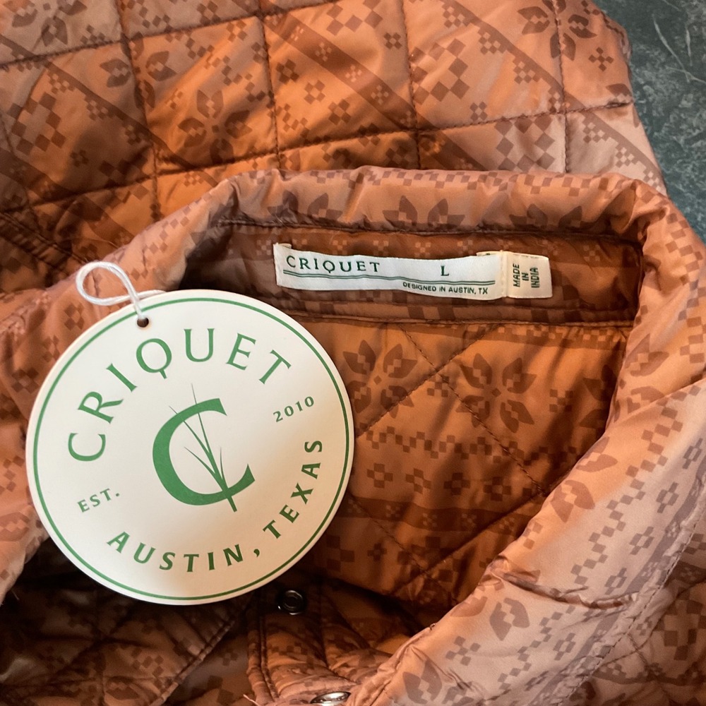 Criquet Quilted Shacket Brown Fair Isle Print Shirt Jacket Mens Large NWT - Picture 8 of 9